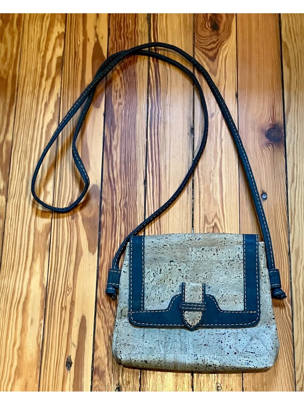 Natural Cork Crossbody Bag Vegan Made in Portugal Grey Brown Flap Messenger